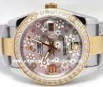 Rolex Datejust Special Edition Watch Gray Flower Diamonds Two Tone